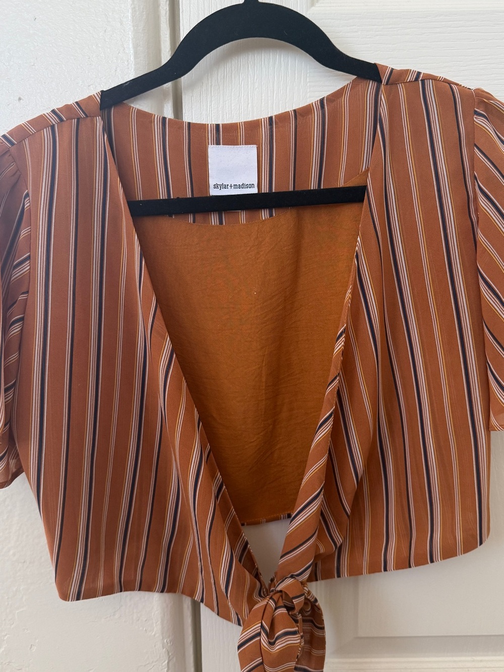 Burnt Orange Striped Tie Top